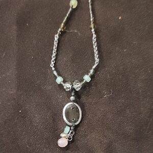 Silpada Pink and Green Necklace with Dainty Chain